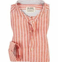 Besorgen 🥰 FIL NOIR Hemd Ancona 51291/35 Shaped Fit, Reines Leinen CO2-Neutral, Orange gestreift, Orange 🧨