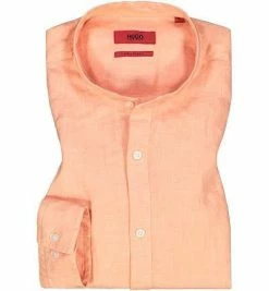 Auslauf 👏 HUGO Hemd Elvorini 50426520/830 Extra Slim Fit, Reines Leinen, Lachs 🔥