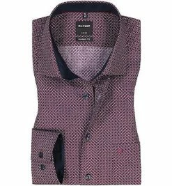 Top 10 🔥 OLYMP Luxor Modern Fit 69EL 1245/59/35 Hemd, Baumwolle, Extra langer Arm, Marineblau-rot gemustert, Rot 🧨