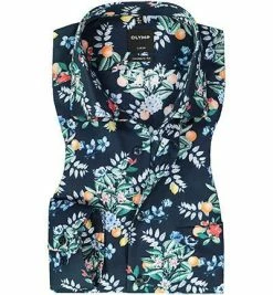 Budget ✨ OLYMP Luxor Modern Fit 1217/54/18 Hemd, Popeline, Marineblau gemustert, Marine 🛒