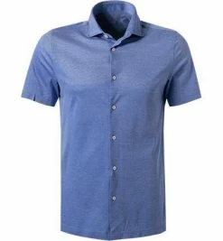 Blitzangebot 🧨 Jacques Britt Hemd Siena 856180/12 Kurzarmhemd, Baumwoll-Piqué, Blau 🥰