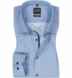 Billig ✔️ OLYMP Level Five Body Fit 69EL 2035/59/11 Hemd, Baumwolle, Extra langer Arm, Bleu gemustert, Bleu 👏
