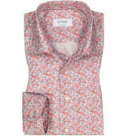 Angebote 😉 ETON Hemd 1000/01465/45 Contemporary Fit, Twill, Lachs gemustert, Lachs-grau 🧨