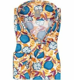 Rabatt 👏 Jacques Britt Hemd Serdegna 836140/64 Custom Fit, Baumwolle, Gelb-blau gemuster, Gelb 😉