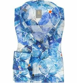 Brandneu ✨ Jacques Britt Hemd Messina 866130/13 Slim Fit, Baumwolle, Blau gemustert, Blau 🔥
