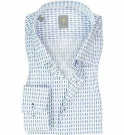 Bestpreis 😀 Jacques Britt Hemd Messina 866180/15 Slim Fit, Baumwolle, Blau-weiß gemustert, Blau ✨