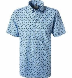 Besorgen 🎁 bugatti Hemd 9450/58814/350 Kurzarmhemd, Modern Fit, Baumwolle, Blau-grün-weiß gemustert, Blau-grün-weiß 🎉