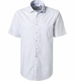 Schlussverkauf ⌛ Seidensticker Hemd 196129/12 Kurzarmhemd, Regular Fit, Popeline, Weiß gemustert, Weiß ✨