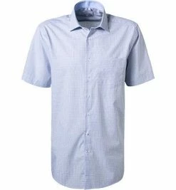 Schlussverkauf 😉 Seidensticker Hemd 696131/12 Kurzarmhemd, Slim Fit, Popeline, Hellblau kariert, Hellblau-weiß 💯