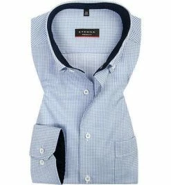 Bester Verkauf 💯 ETERNA Hemd 3720/X14U/12 Modern Fit, Baumwolle, Hellblau kariert, Hellblau ⭐