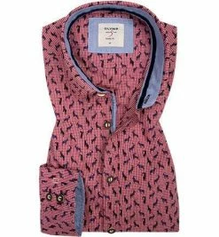 Neu ⭐ OLYMP Casual Level Five Body Fit 3904/64/35 Hemd, Baumwolle, Rot gemustert, Rot ⌛