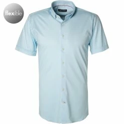 Angebote 😀 rosso e nero Hemd 3500/0/10 Kurzarmhemd, Tailored Fit, Jersey, Hellblau 🛒