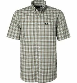 Schlussverkauf 🎉 Fred Perry Hemd M8580/J82 Kurzarmhemd, Popeline, Grün kariert, Grün 🔔