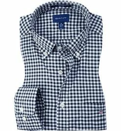 Auslauf 😀 Gant Hemd 3046700/5 Regular Fit, Baumwolle, Schwarz-weiß kariert, Schwarz 🥰