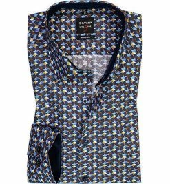 Billig 🥰 OLYMP Level Five Body Fit 2064/64/53 Hemd, Popeline, Blau-gelb gemustert , Maisgelb 💯