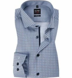Blitzangebot 😍 OLYMP Level Five Body Fit 2074/64/27 Hemd, Baumwolle, Blau-nougat gemustert, Nougat 🎉