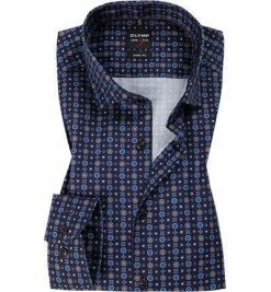 Bestpreis 🥰 OLYMP Level Five Body Fit 2144/64/27 Hemd, Baumwolle, Dunkelblau-nougat gemustert, Nougat 🎁