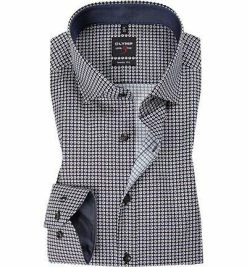 Rabatt 🔔 OLYMP Level Five Body Fit 2042/64/27 Hemd, Baumwolle, Dunkelblau-nougat gemustert, Nougat ❤️