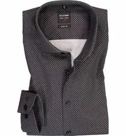 Brandneu 👏 OLYMP Level Five Body Fit 2092/64/68 Hemd, Popeline, Schwarz gemustert, Schwarz ❤️