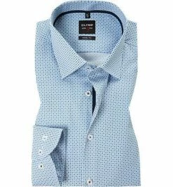 Rabatt 🧨 OLYMP Level Five Body Fit 69EL 2050/69/11 Hemd, Baumwolle, Extra langer Arm, Bleu-weiß gemustert, Bleu ⌛