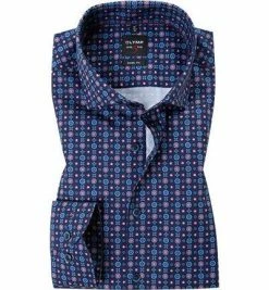 Budget 🎉 OLYMP Level Five Body Fit 69EL 2144/69/39 Hemd, Baumwolle, Extra langer Arm, Dunkelblau-rot gemustert, Dunkelrot 🎉