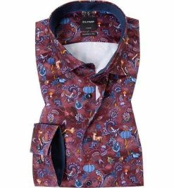 Auslauf ⌛ OLYMP Luxor Modern Fit 69EL 1252/69/39 Hemd, Baumwolle, Extra langer Arm, Dunkelrot gemustert, Dunkelrot 🤩