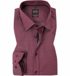 Großhandel ✨ OLYMP Level Five Body Fit 69EL 2054/69/39 Hemd, Baumwolle, Extra langer Arm, Dunkelrot gemustert, Dunkelrot ⭐