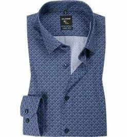 Schlussverkauf 💯 OLYMP No. Six Super Slim 69EL 2540/69/11 Hemd, Super Slim Fit, Baumwolle, Extra langer Arm, Bleu gemustert, Bleu 😉