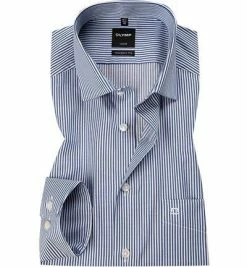 Neu ✔️ OLYMP Luxor Modern Fit 0746/64/18 Hemd, Twill, Marineblau gestreift, Marine ❤️