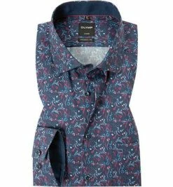 Bestpreis ⭐ OLYMP Luxor Modern Fit 1266/64/39 Hemd, Baumwolle, Dunkelblau-dunkelrot gemustert, Dunkelrot ✨