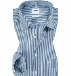 Budget 😉 OLYMP Luxor Comfort Fit 0726/64/18 Hemd, Baumwolle, Marine-weiß gestreift, Marine 🌟