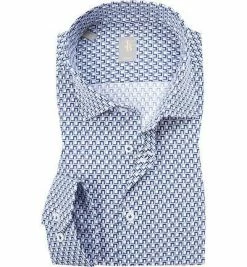 Aktion 🌟 Jacques Britt Hemd Como 765070/16 Slim Fit, Baumwolle, Blau-weiß gemustert, Blau-weiß ✔️