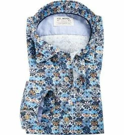 Angebote 😍 FIL NOIR Hemd Treviso 51335/67 Shaped Fit, Baumwolle CO2-Neutral, Blau gemustert, Blau 🤩