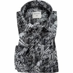 Billig 💯 Haupt Hemd 70520217220/40906 Modern Fit, Baumwolle, Schwarz-weiß gemustert, Schwarz 🥰