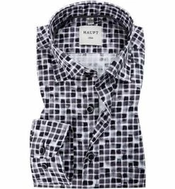 Auslauf ✔️ Haupt Hemd 7052027241/40906 Regular Fit, Baumwolle, Schwarz gemustert, Schwarz ✔️