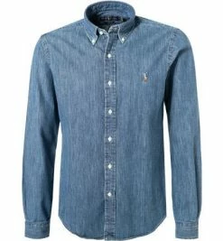 Angebote 🔥 Polo Ralph Lauren Hemd 710792043/001 👖 Jeanshemd, Custom Fit, Baumwolle, Mittelblau, Dunkelblau ⌛