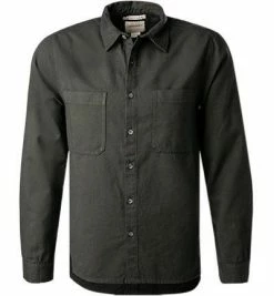 Coupon 💯 CROSSLEY Hemd Suret114/846 Baumwolle, Dunkelgrün gemustert, Dunkelgrün 😀