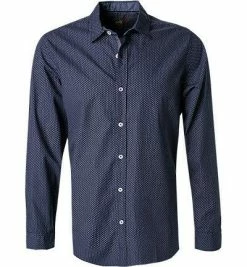 Budget 🌟 Lucky de Luca Hemd Nyro 05104/1 Baumwolle, Dunkelblau gemustert, Dunkelblau 🥰