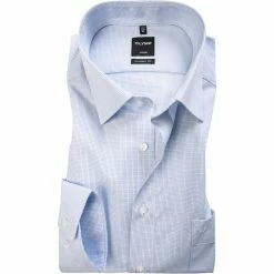 Brandneu ⭐ OLYMP Hemd Luxor Modern Fit 0316/64/11 Popeline, Bleu-weiß gemustert, Bleu ❤️
