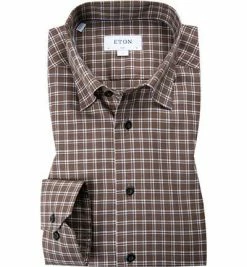 Am billigsten ⭐ ETON Hemd 1000/01313/39 Slim Fit, Baumwolle, Braun kariert, Weiß-braun 🌟