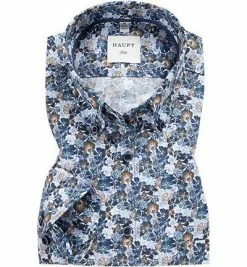 Bestpreis ✔️ Haupt Hemd 7052037223/40706 Regular Fit, Baumwolle, Blau-weiß-braun gemustert, Blau-weiß-braun 😀