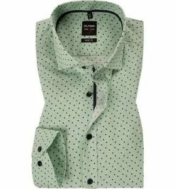 Schlussverkauf 👏 OLYMP Level Five Body Fit 2102/74/45 Hemd, Popeline, Hellgrün gemustert, Grün 😍
