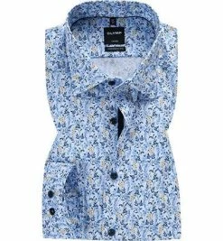 Brandneu 😍 OLYMP Luxor Modern Fit 1316/74/11 Hemd, Baumwolle, Bleu gemustert, Bleu 🛒