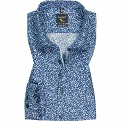 Brandneu ❤️ OLYMP No. Six Super Slim 2570/74/18 Hemd, Super Slim Fit, Baumwoll-Stretch, Marineblau gemustert, Marine 🎁