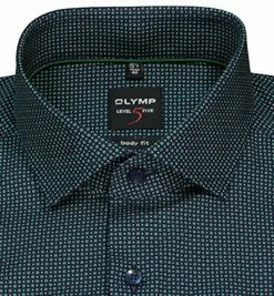 Neu 🌟 OLYMP Level Five Body Fit 2104/74/45 Hemd, Baumwoll-Stretch, Navy-grün gemustert, Grün 🎁 -Hemden Verkaufsgeschäft 359813 norm2