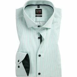 Blitzangebot 🔔 OLYMP Level Five Body Fit 2092/74/45 Hemd, Baumwolle, Grün gestreift, Grün 😀