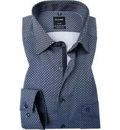 Rabatt ✔️ OLYMP Luxor Modern Fit 1304/74/18 Hemd, Baumwolle, Marineblau gemustert, Marine 🥰
