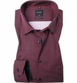 Rabatt ❤️ OLYMP Luxor Modern Fit 1304/74/35 Hemd, Baumwolle, Rot-blau gemustert, Rot 🎉