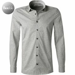 Auslauf 🎁 OLYMP No. Six Super Slim 2503/74/63 Hemd, Super Slim Fit, Jersey geruchshemmend, Grau meliert, Silbergrau ⌛