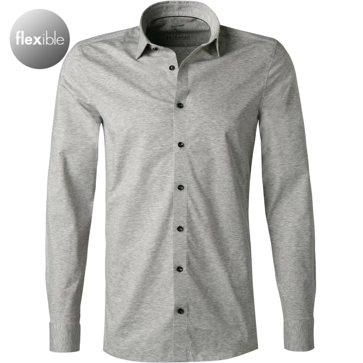 Auslauf 🎁 OLYMP No. Six Super Slim 2503/74/63 Hemd, Super Slim Fit, Jersey geruchshemmend, Grau meliert, Silbergrau ⌛ 1 Auslauf 🎁 OLYMP No. Six Super Slim 2503/74/63 Hemd, Super Slim Fit, Jersey geruchshemmend, Grau meliert, Silbergrau ⌛